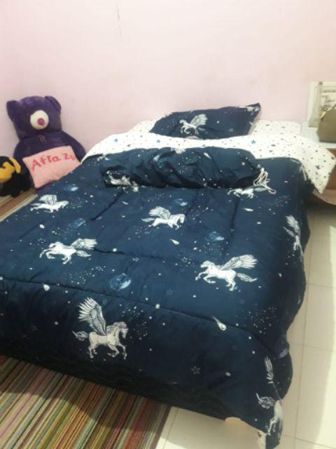 Sprei Dan Bed Cover Kasur No 2 Queen 160x200 Motif Planet Bintang Bagus Adem Premium Quality