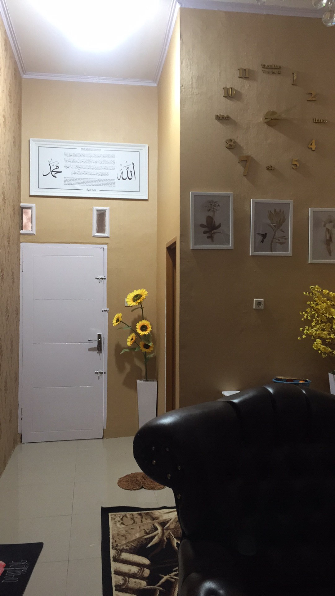 Hiasan Dinding Kaligrafi Ayat Kursi Dan Allah Muhammad White Putih Canvas Besar