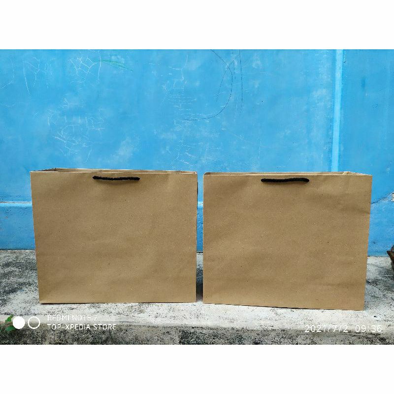 

Ready Paperbag kraft coklat 150gsm uk P30xL10xT25 Polos