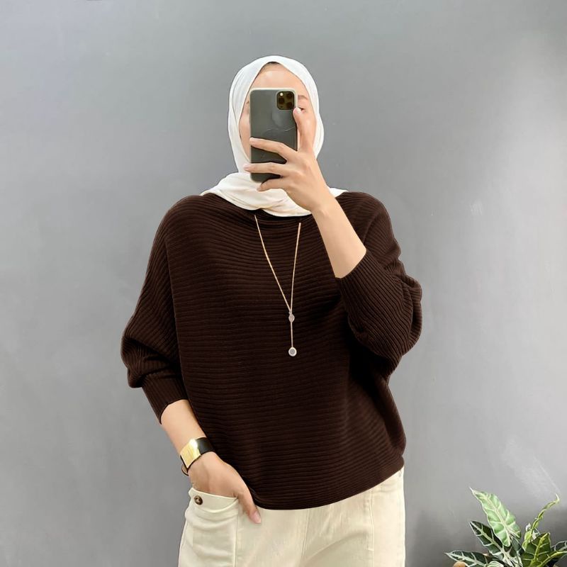 Rajut Lasparel Blouse Batwing Oversize Premium