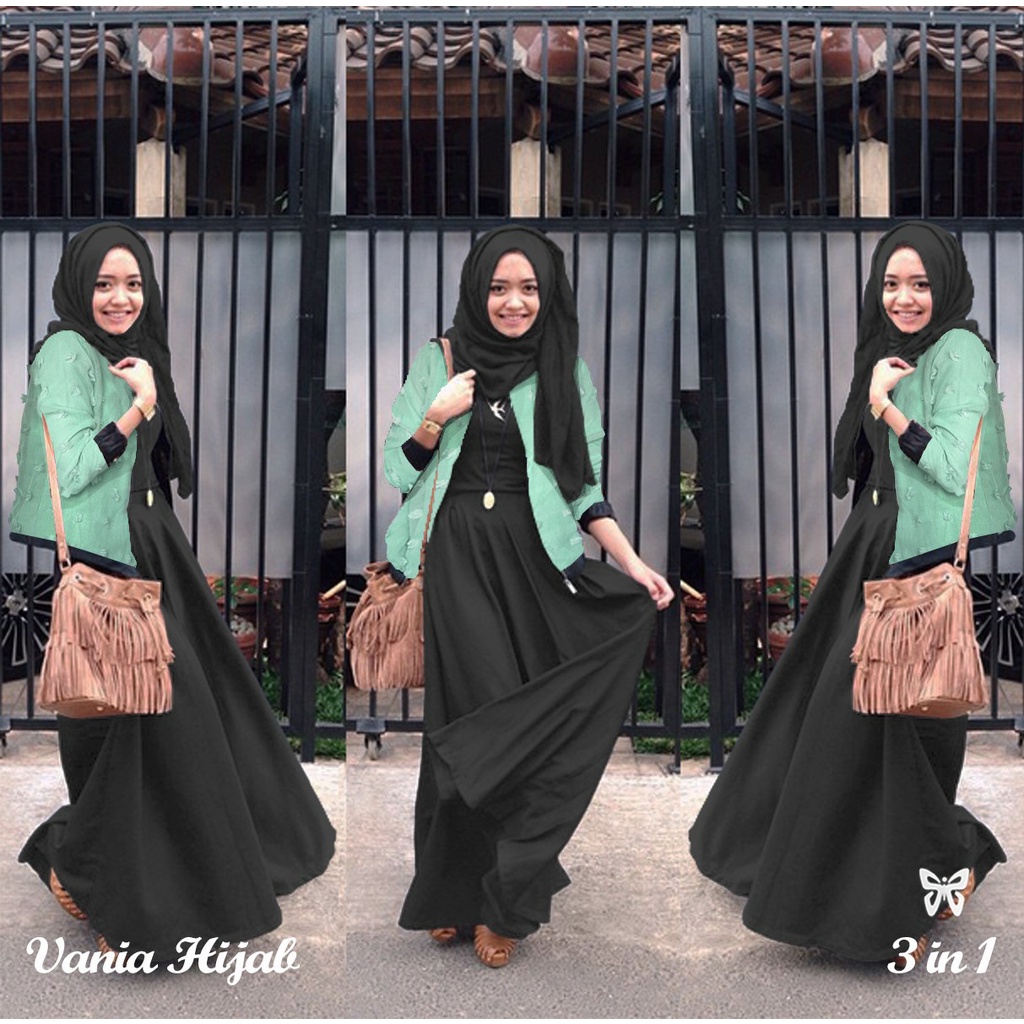 HOPYLOVY Gamis Wanita Vania Set Cardigan Outer Rubiah | NEW COLOURS | Maxi Dress | Fashion Muslim