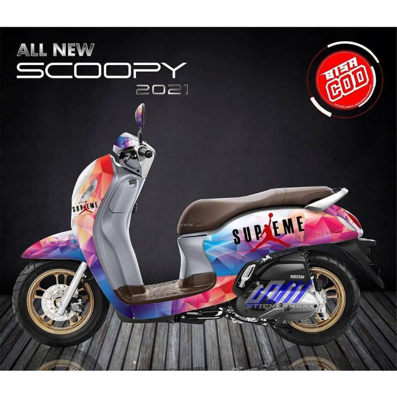 STICKER DECAL HONDA ALL NEW SCOOPY 2021 SUPREME BASKET GRAFIS