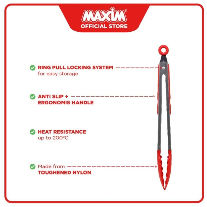 Capitan Maxim Tools Serving Tong Penjepit / Jepitan Jepit Makan Kue Foodtong Tahan Panas