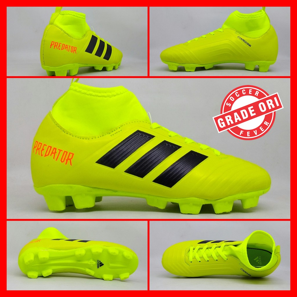 Sepatu Sepak Bola Anak Adidas Predator Hijau Boot Kids Grade Original