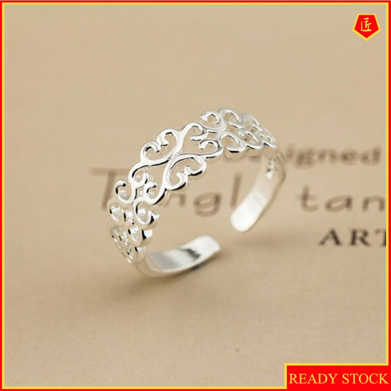 [Ready Stock]Creative Simple Silver New Hollow Heart-Shaped Ring