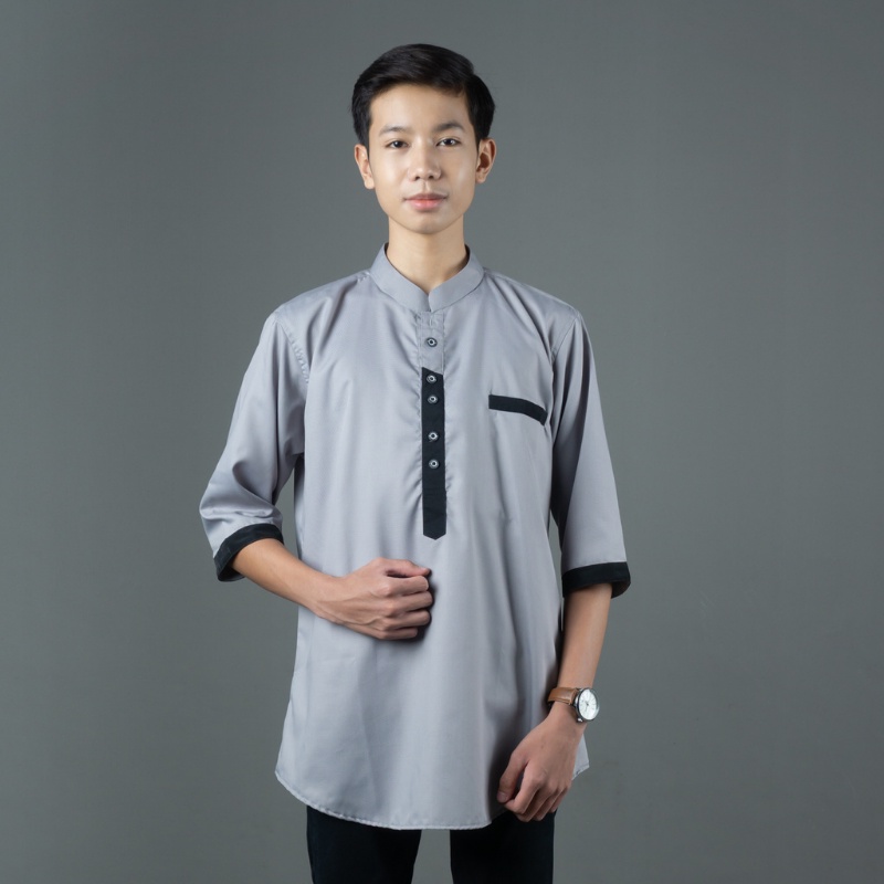 Baju Koko Kurta Pria Dewasa Trendy Islami Lengan Pendek 3/4 Original