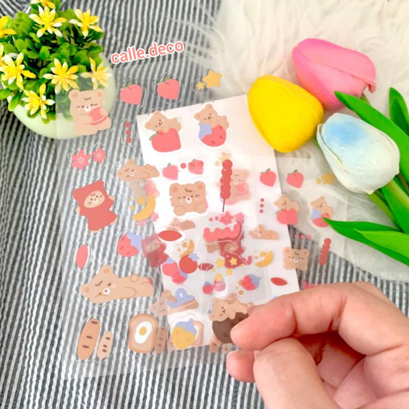 

Cute Bear & Bunny Rainbow Sticker Deco PVC / stiker bear / Stiker Tumblr / Stiker HP/ Stiker Scrapbook