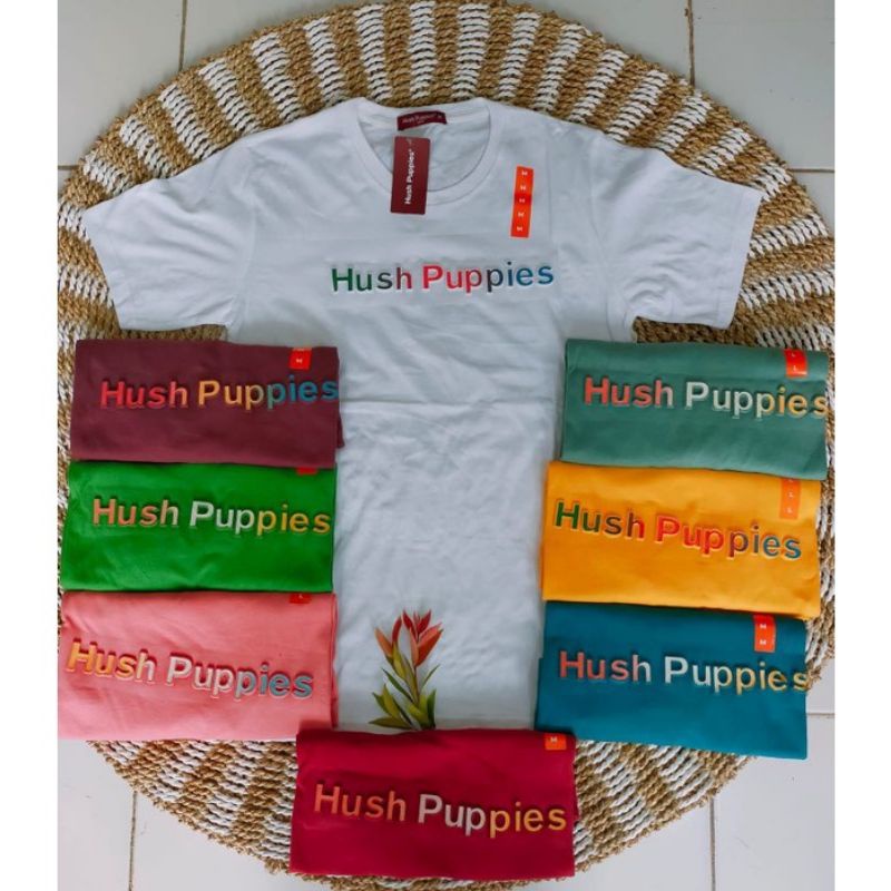 Kaos Hush Puppies Flocking | Kaos Pria Lengan Pendek | Kaos Hush Puppies Pria dan Wanita Embos