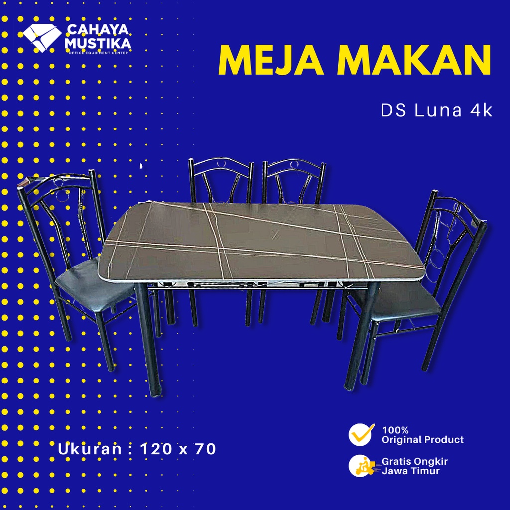 Meja Makan Kokoh Kaca Minimalis Furnitur Meja Makan Rumah Tangga Set 4 Kursi / 6 Kursi Bermotif Unik