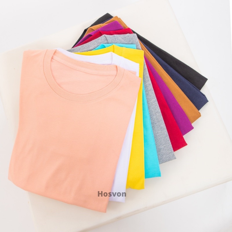 [LANGSUNG DARI PABRIK] HOSVON Kaos Polos COTTON COMBED 30s Lengan Pendek Pria dan Wanita SIZE S-XXXL