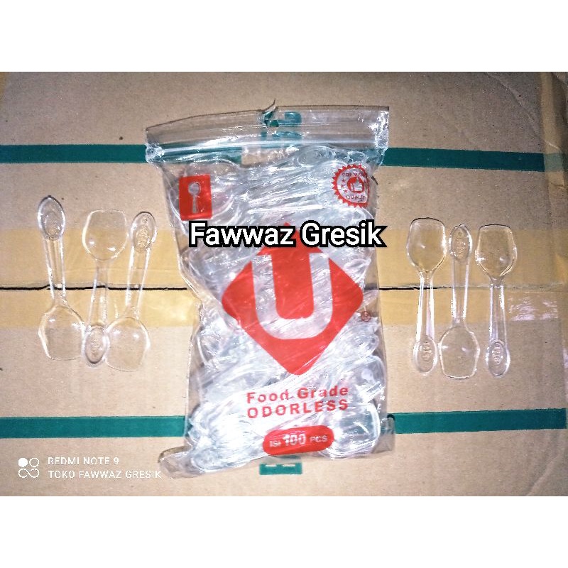 SENDOK SEKOP PLASTIK BENING MINI / PUDING JELLY ICE CREAM Es Krim AGAR 100pcs