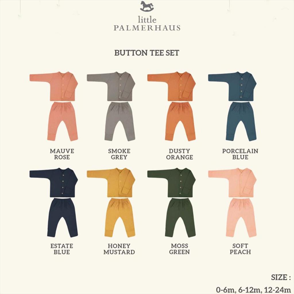 Porcelain Blue Palmerhaus Button Tee Long Sleeve Baju Bayi