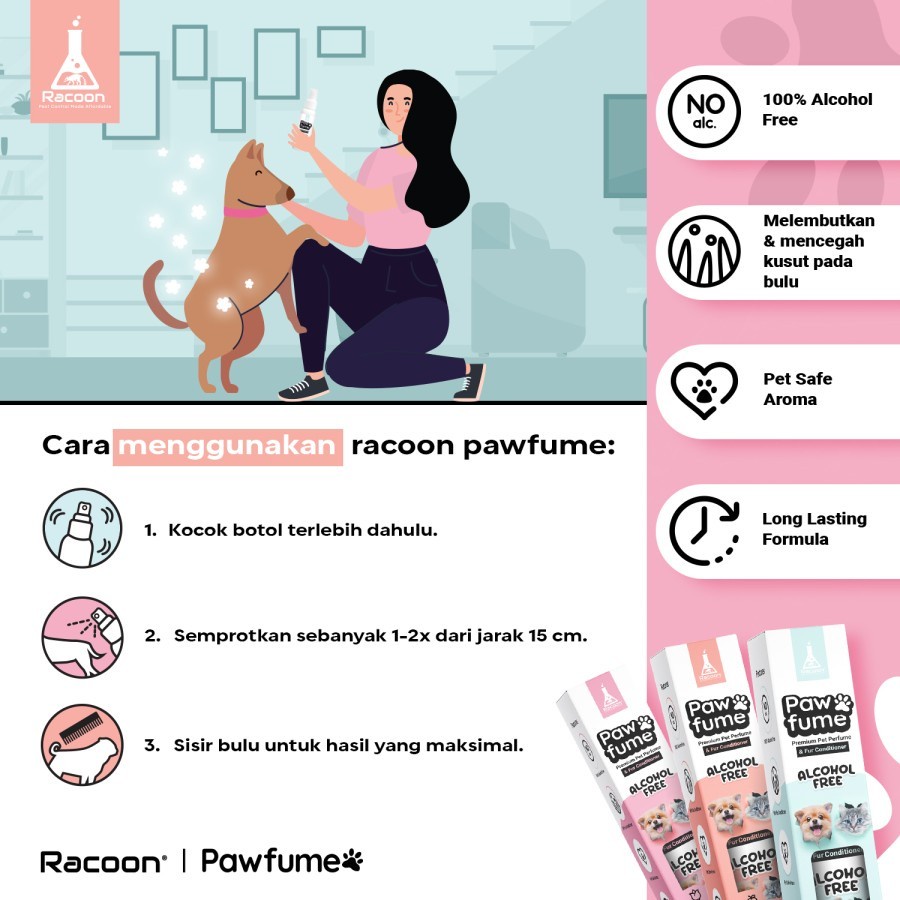 Pawfume Racoon Parfum Anabul  / Parfum Anjing / Parfum Kucing Bebas Alkohol dan Aman Parfum Binatang Peliharaan 100ml