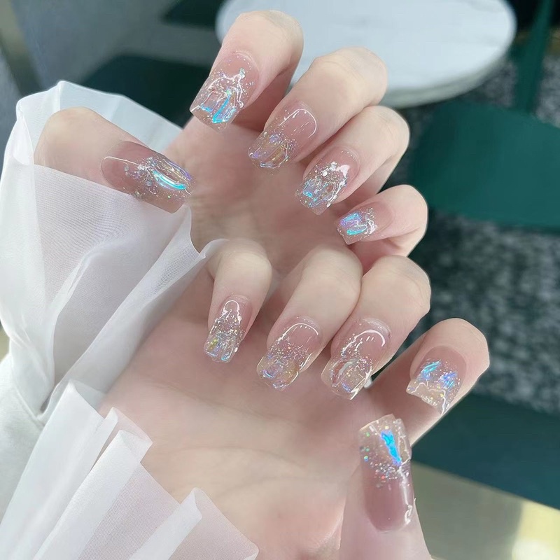 Kuku Palsu 【B18，lem cair】Nikah kuku Wedding False Nailart Pengantin Tangan