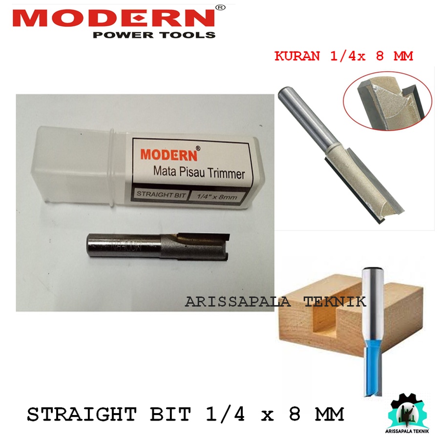 Mata Profil Straight Bit 8 mm Mata Router Trimmer Lunci Lubang Kayu Kaca Tali Air Minimalis