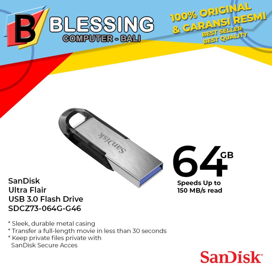 Flashdisk SANDISK Ultra Flair 64GB flashdisk 64gb flashdrive 64gb