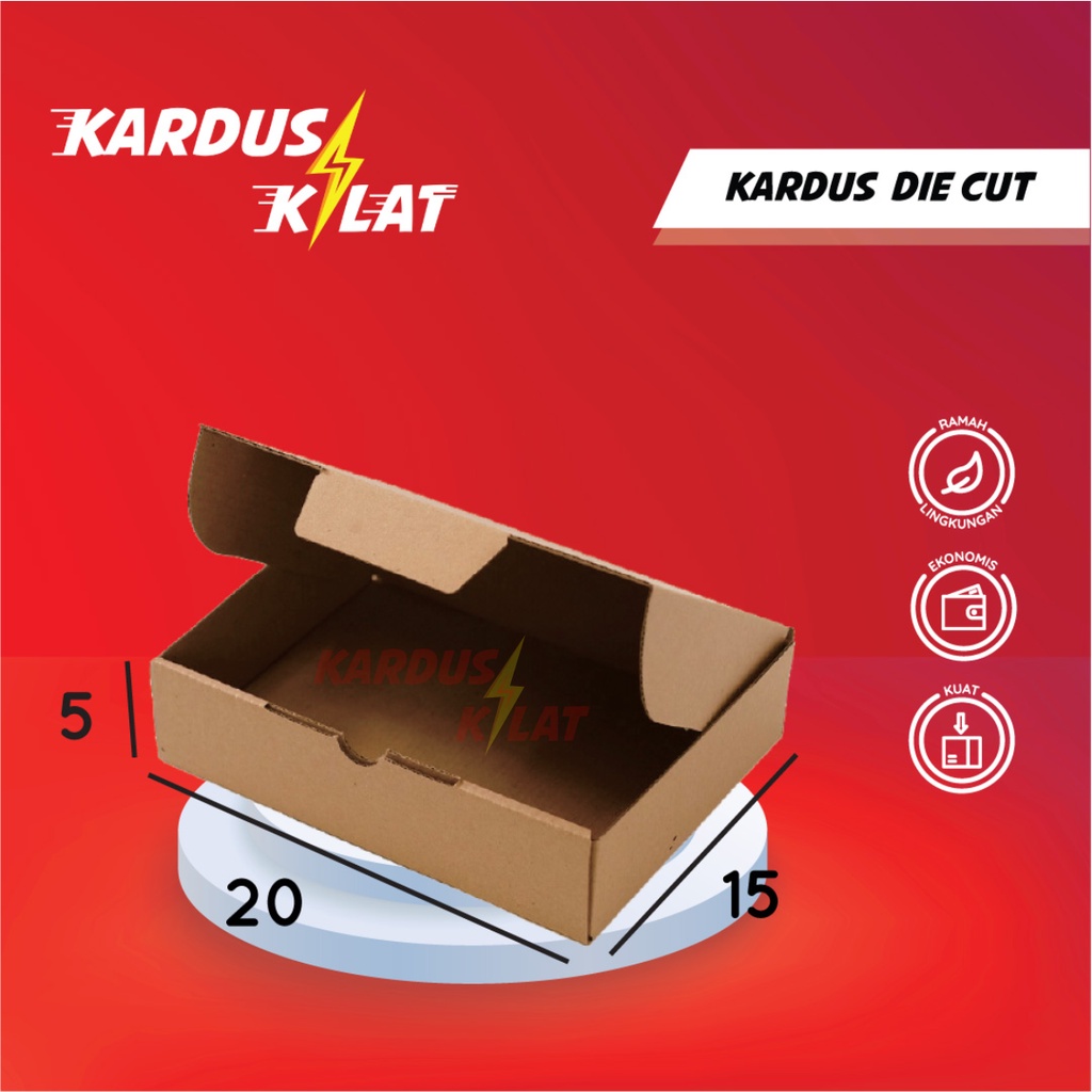 

Kardus Die Cut 20x15x5 - Karton Box Dus Packaging Hampers Pizza Kue Brownies Roti Polos Murah