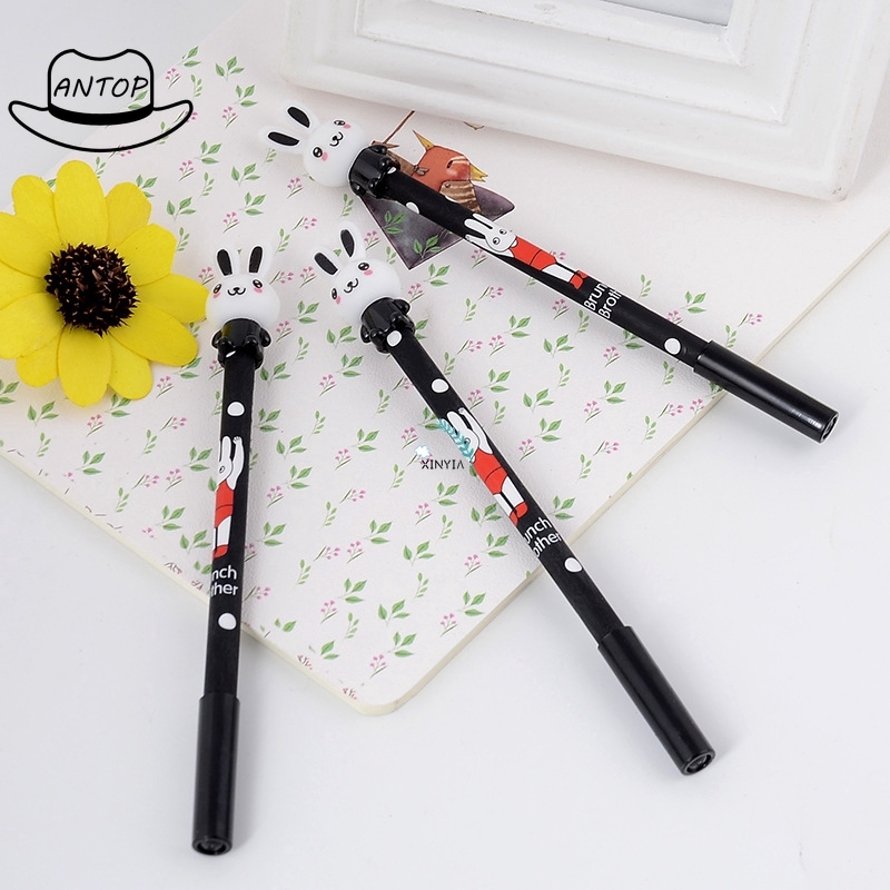 Antop！Pulpen Rabbit Brunch Hitam Gel Pena  Kelinci Lucu Alat Tulis Siswa