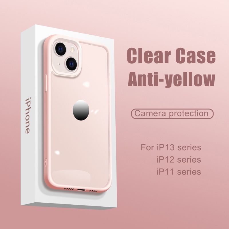 Transparent phone case for IP 14 Plus 14 13 pro max mini 12 11 pro max shockproof protect camera anti drop clear hard cover