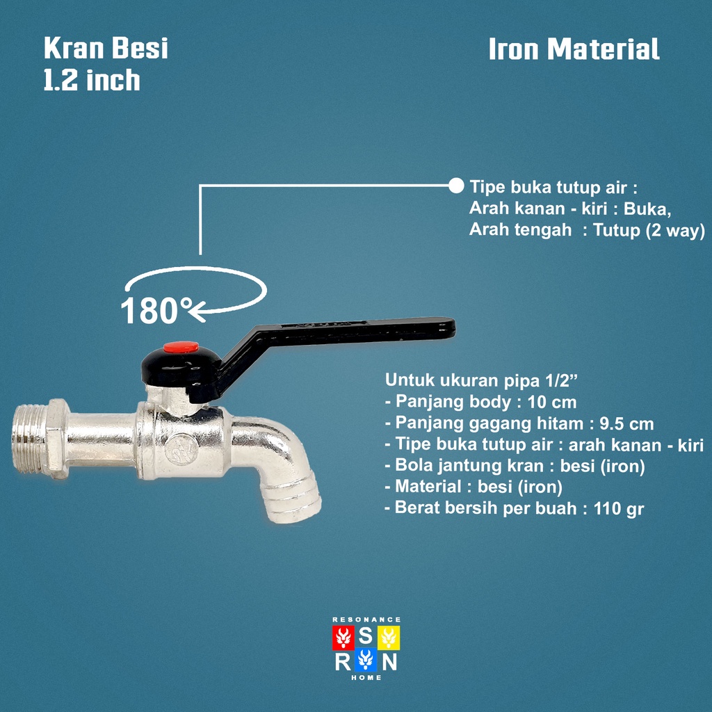 Kran Air Besi 1/2 Inci Keran / Kran Tembok Resonance Home