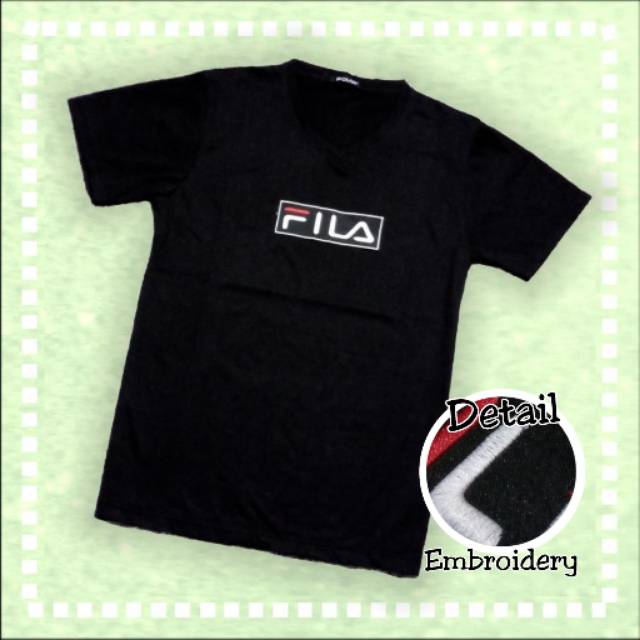 Kaos Fila Wanita dan Pria (Unisex) Bordir/Embroidery Patch v neck