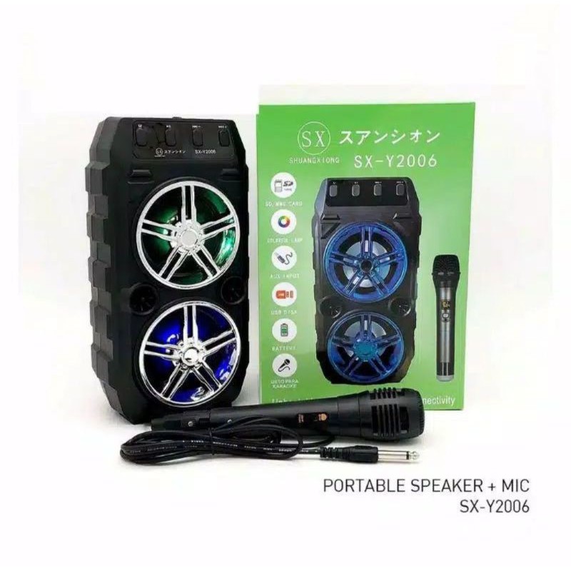 MS SPEAKER BLUETOOTH KARAOKE SX-Y2006 PORTABLE FREE MIC SUPER BASS