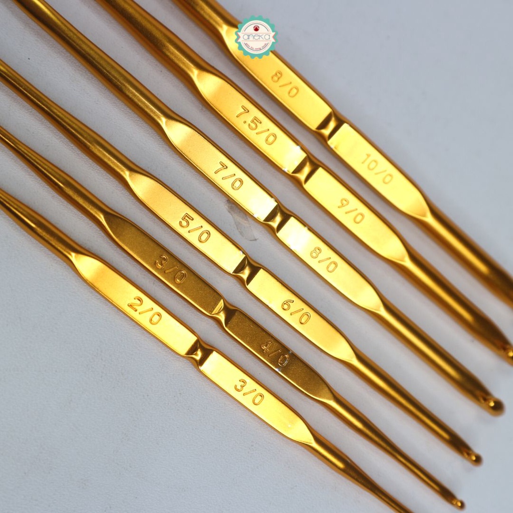 [PAKET] - Hakpen (Alat / Jarum Rajut) Tulip Gold 6 Size