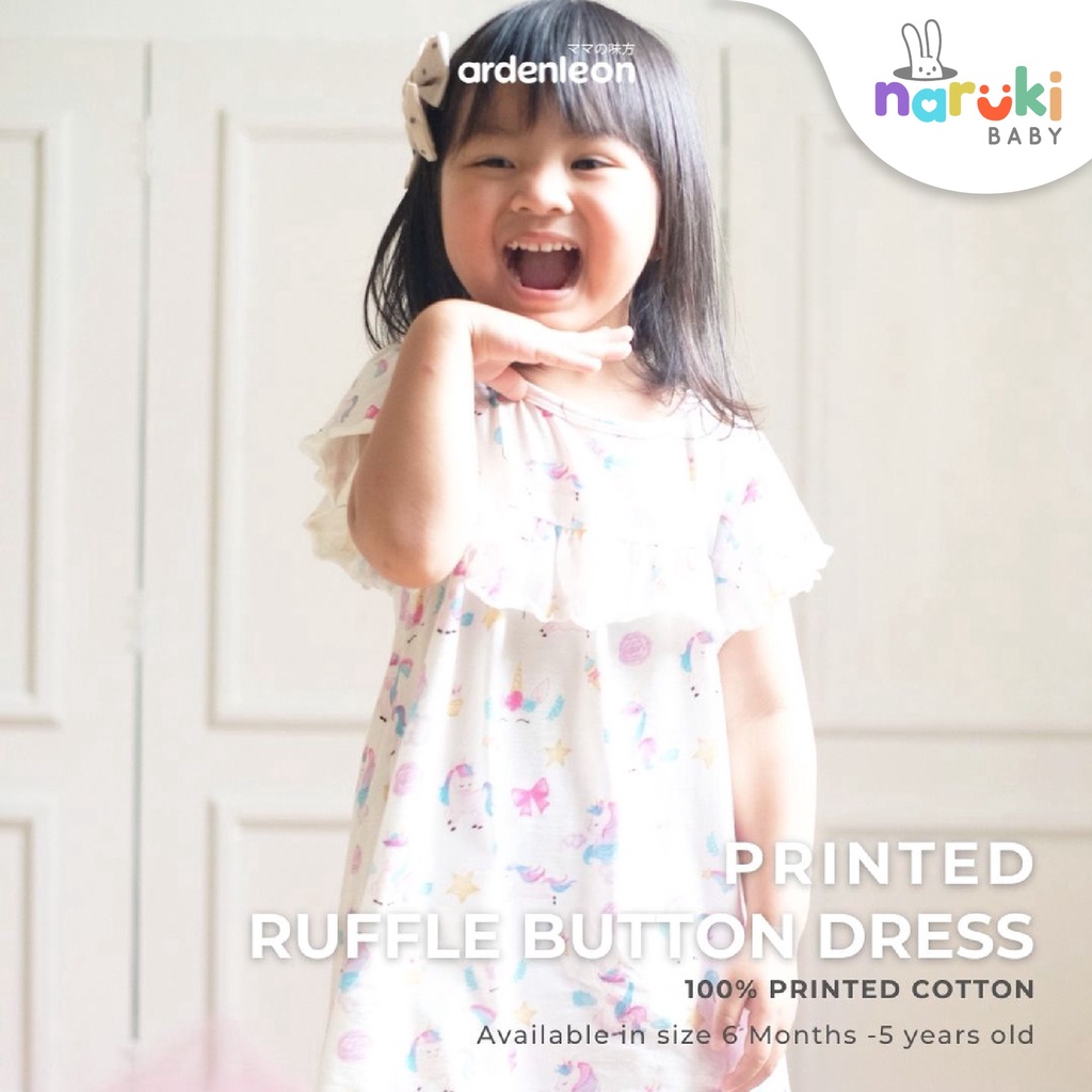 Ardenleon Ruffle Button Dress Printed Arden Leon Gaun Anak Perempuan