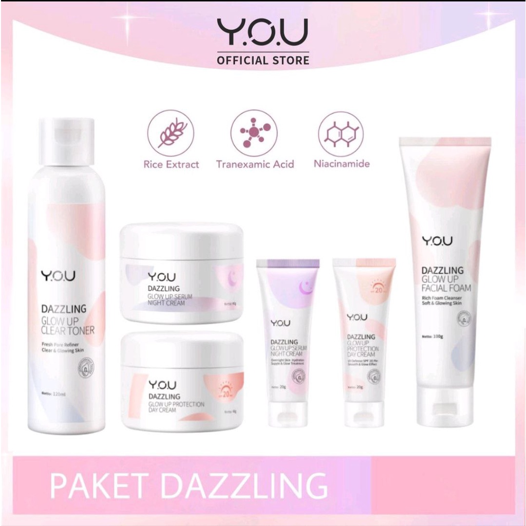 PAKET 1 SET SKINCARE Y.O.U THE DAZZLING GLOW UP SERIES