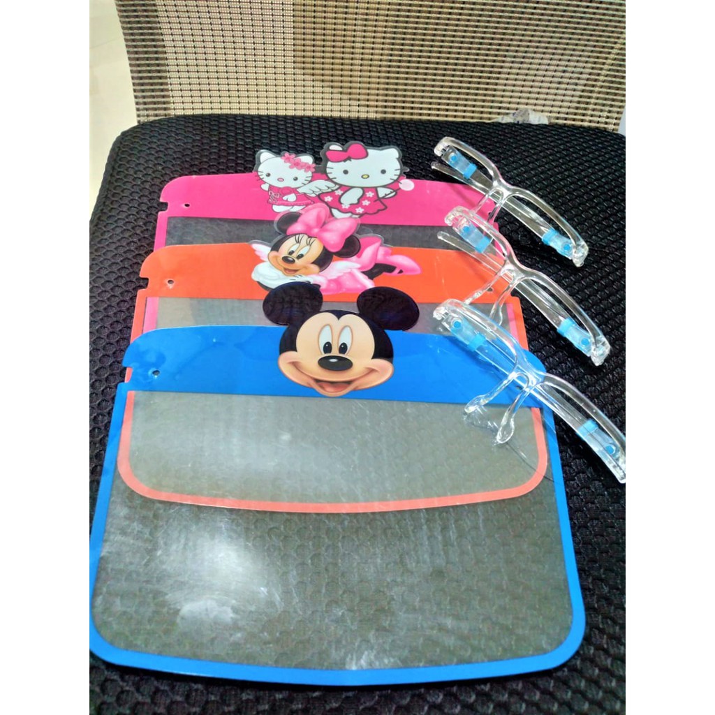 Kacamata Face Shield Anak Karakter Kartun Hello Kitty Minnie Mouse  Mickey Mouse Masker Anak