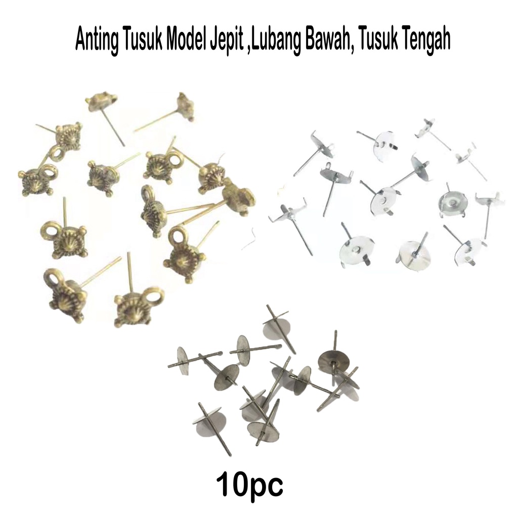 Anting Tusuk Model Jepit ,Lubang Bawah, Tusuk Tengah Harga/10pc