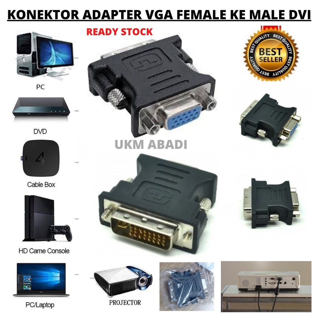 Kabel Konektor Adapter Inverter VGA Female Ke Male DVI.I Dual Link Video PC 111158