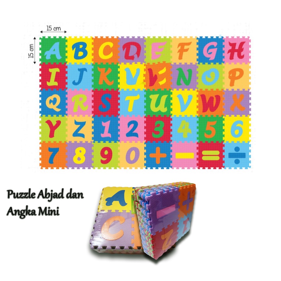 Matras Alas Lantai - Huruf Alfabet Abjad - Puzzle Abjad/angka UK 15x15x1 cm