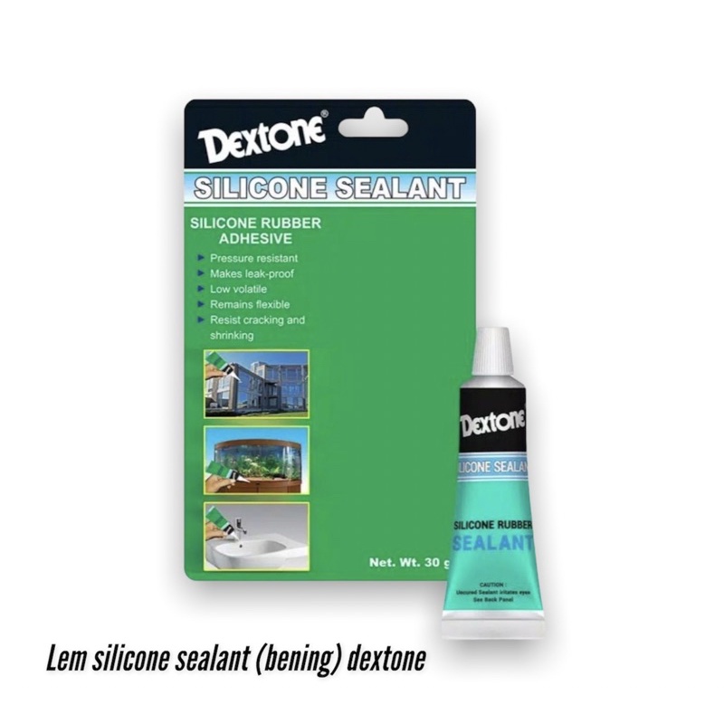 Lem kaca silicone sealant DEXTONE 30gram 70gram bening - lem aquarium sealer rubber adhesive