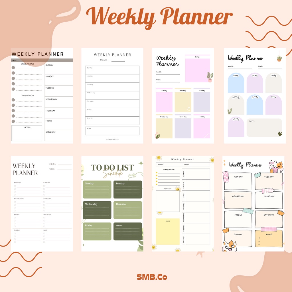 

Isi Binder Weekly Planner / 10 PCS Weekly Planner / Isi Binder A5 B5 / Study Planner