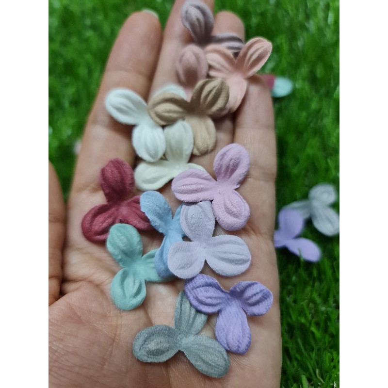 APLIKASI KELOPAK BUNGA KOREA SUEDE 2,5CM BAHAN MEWAH per12pcs