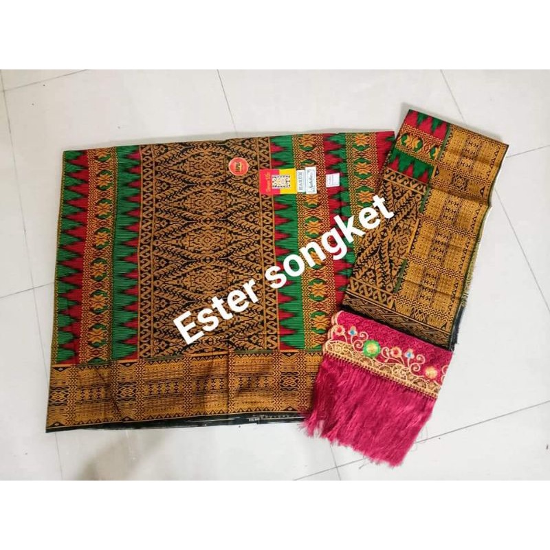 setelan uis selendang bordir tempahan