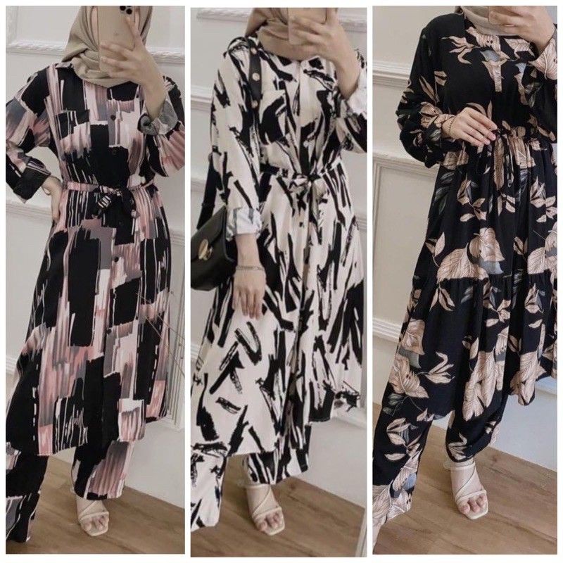 SALEE TERMURAH LONGSET RAYON VISCOSE//SETELAN RAYON VISCSE TERLARIS//LONGSET MOTIF TRENDY