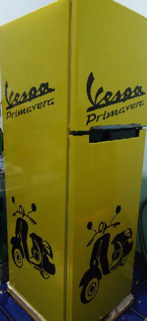 Stiker Kulkas 1 Pintu & 2 Pintu Sticker Motif Vespa Warna Kuning