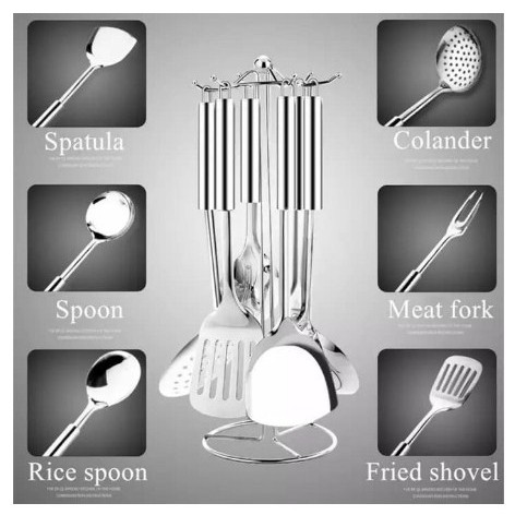 Alat Masak Spatula Set 7 Stainless Kitchen Tool Set 7 Pcs Stainless  Spatula Set Sutil COD