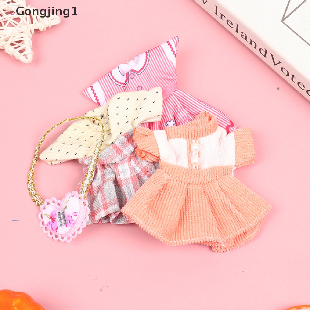 Gongjing1 Mainan Anak Perempuan Dress Multiwarna Untuk Boneka 1: 12, Ukuran 6 Inci