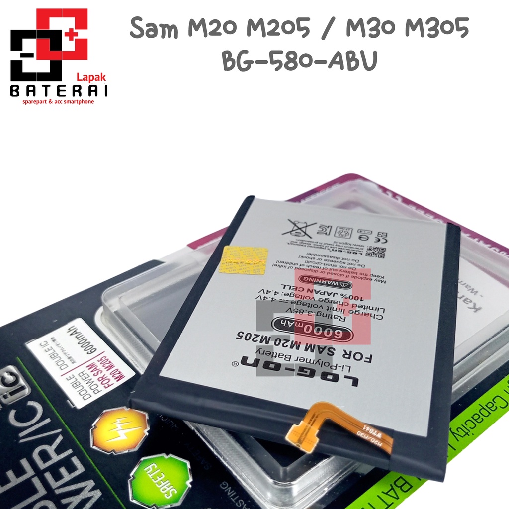 LOG - ON Baterai Samsung M30 M305 Double IC Protection Battery Batre
