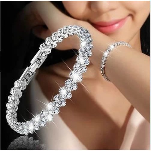 Gelang Zirkon Kristal Romawi Mewah Fashion Wanita