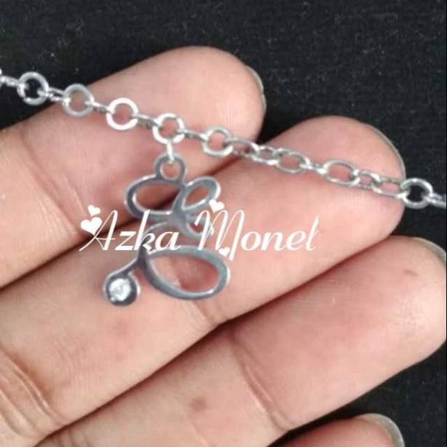 kalung liontin inisial huruf E Stainless Monel