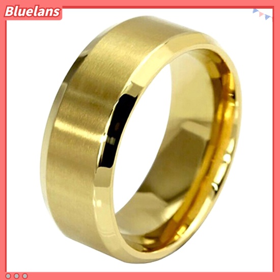 Bluelans Cincin Titanium Steel Lapis Emas 18K Lebar 8mm Ukuran US 5-14 Untuk Pria / Wanita