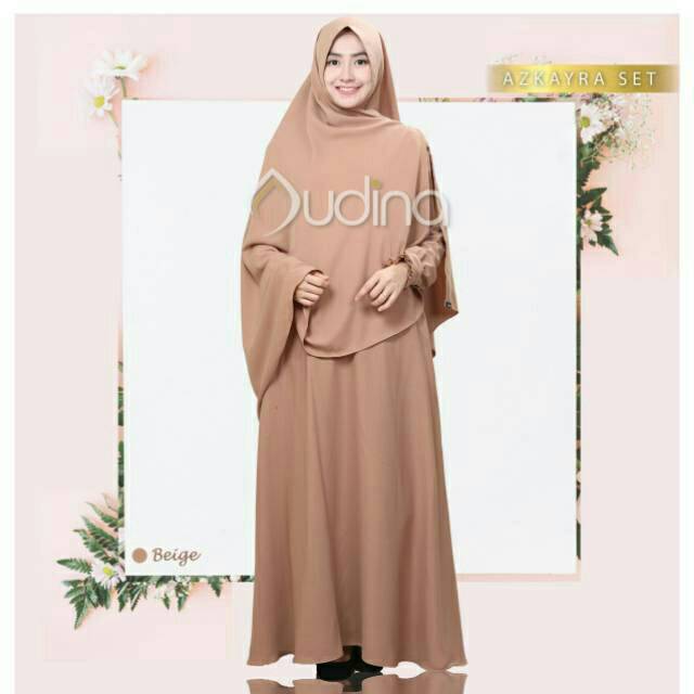 Adzkayra Set Gamis Size M + Khimar warna Beige by Ori Audina/Gamis Audina