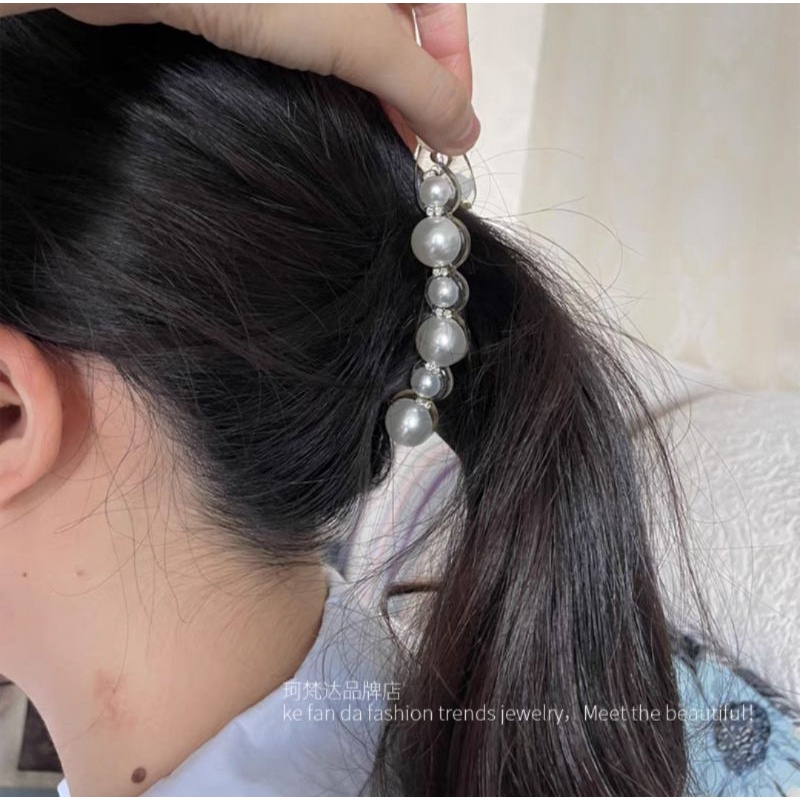 Jepit Rambut Pisang Permata Mutiara 10cm /Jepitan Ponytail Salon Banana