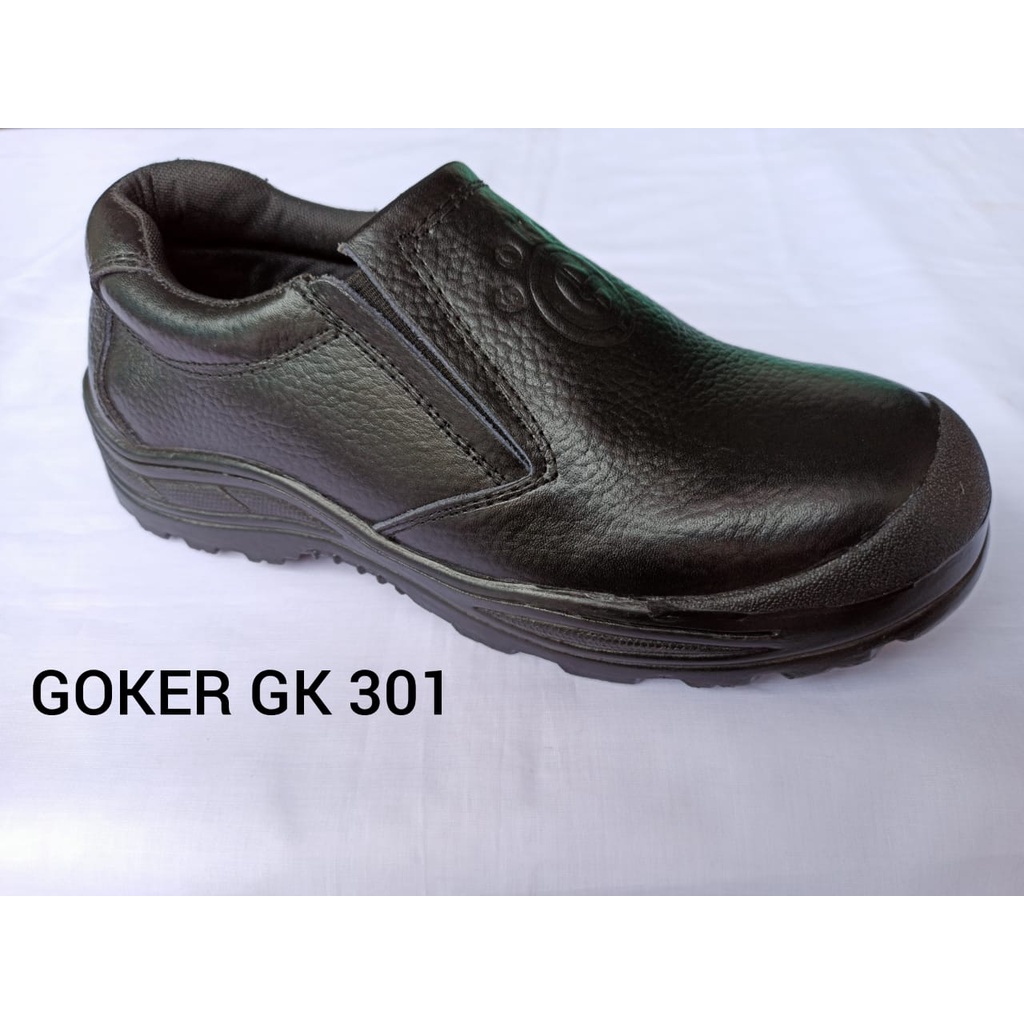 Sepatu Safety Kulit Sapi Asli GOKER 301 Ujung Besi Baja Pelindung Kualitas SNI Pengaman Kerja Premium King Proyek Lapangan Septi Pria Murah Man Shoes Boot Tali Slip On King