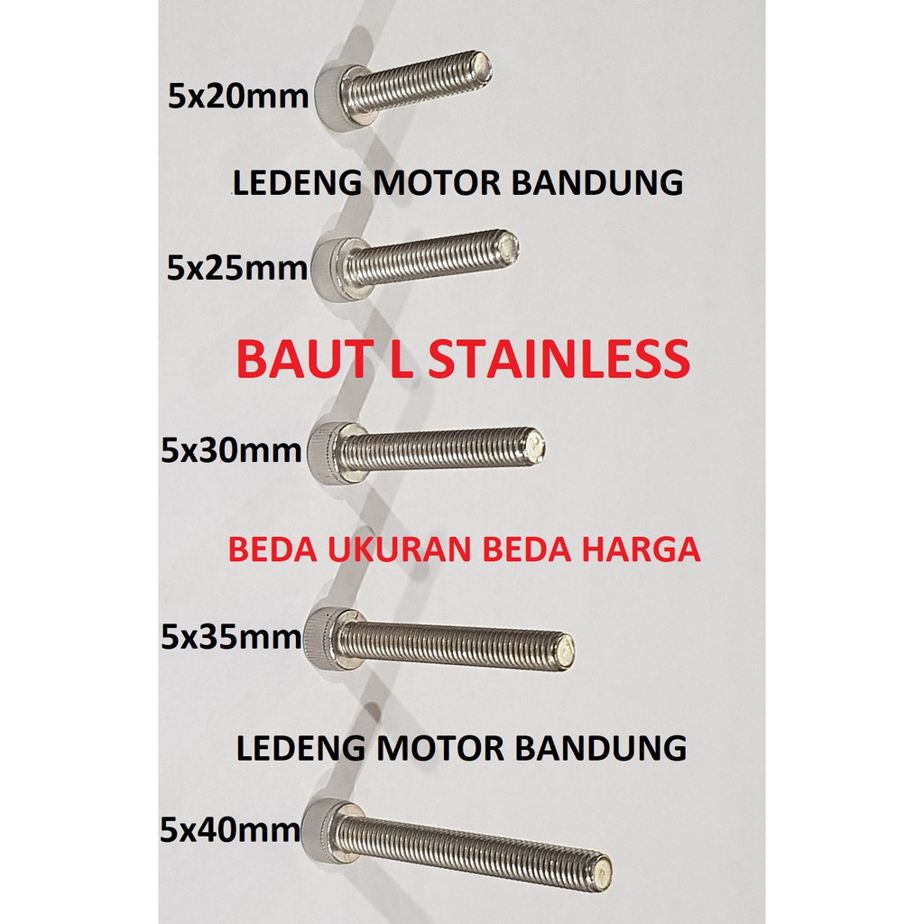 Baut L M5x20 Stainless Diameter 5mm Panjang 20mm