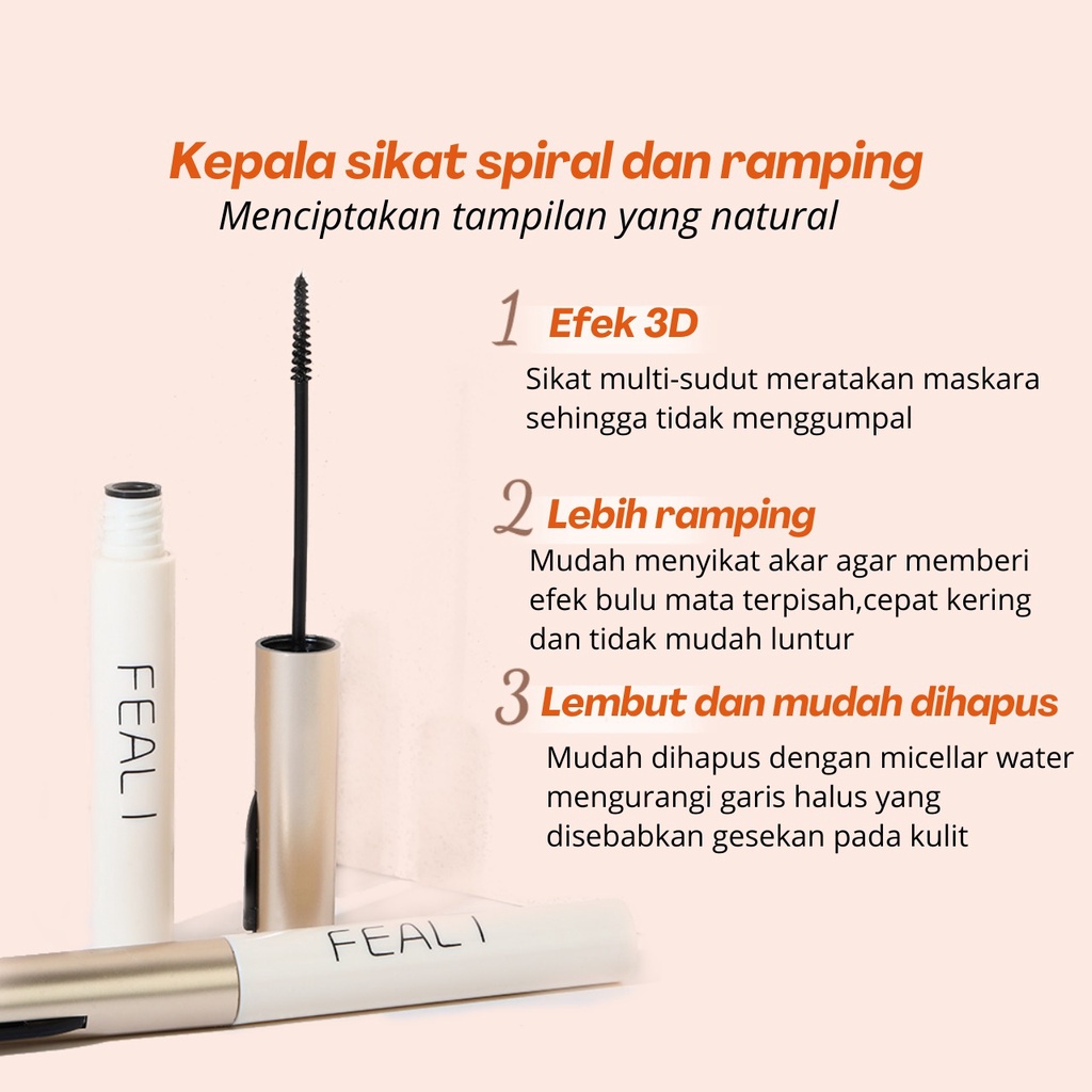 Feali Mascara Waterproof Long Lasting Volumizing Lengthen Eye Lash Makeup - Make Up Maskara Waterproof-2